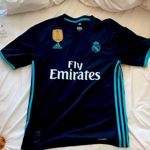adidas Real Madrid 2017 - 2018 Away Soccer Jersey Black - Turquoise Sergio Ramos